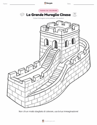 Pagina da colorare di La Grande Muraglia Cinese per bambini