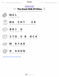The Great Wall Of China printable worksheet preview