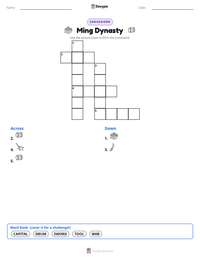 Ming Dynasty printable worksheet preview