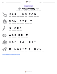 Ming Dynasty printable worksheet preview