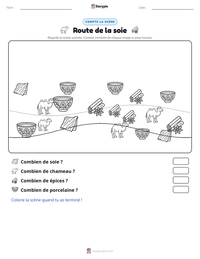 Aperçu de la feuille de travail imprimable Route de la soie