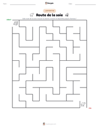 Aperçu de la feuille de travail imprimable Route de la soie