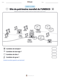 Aperçu de la feuille de travail imprimable Site du patrimoine mondial de l'UNESCO