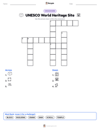 UNESCO World Heritage Site printable worksheet preview