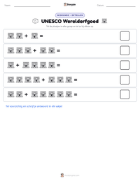 UNESCO Werelderfgoed afdrukbare werkblad voorbeeld