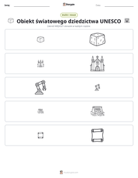 Podgląd drukowalnego arkusza ćwiczeń Obiekt światowego dziedzictwa UNESCO