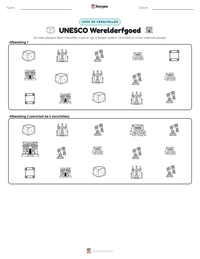 UNESCO Werelderfgoed afdrukbare werkblad voorbeeld