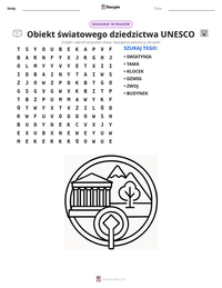 Podgląd drukowalnego arkusza ćwiczeń Obiekt światowego dziedzictwa UNESCO