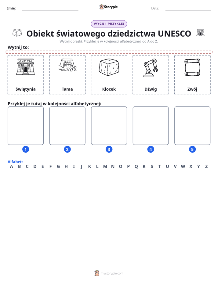 Wytnij i Wklej Alfabet