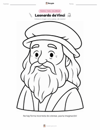 Página para colorear de Leonardo da Vinci para niños
