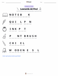 Leonardo da Vinci printable worksheet preview