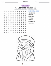 Vista previa de la hoja de trabajo imprimible de Leonardo da Vinci