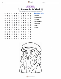 Leonardo da Vinci yazdırılabilir çalışma sayfası önizlemesi