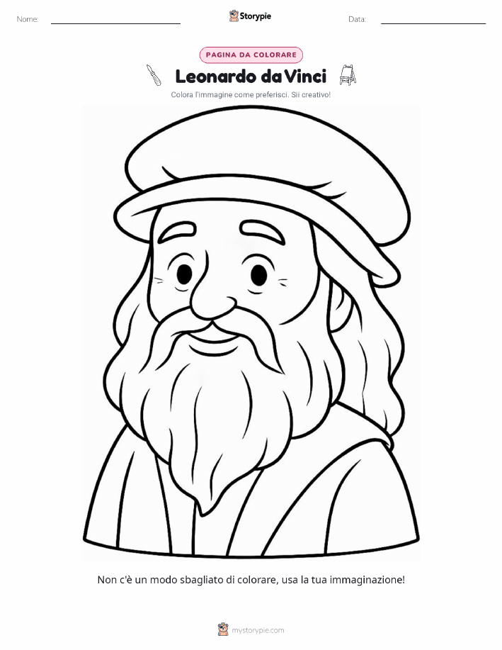Scheda da colorare di Leonardo da Vinci