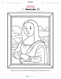 Trang tô màu Nàng Mona Lisa cho trẻ em