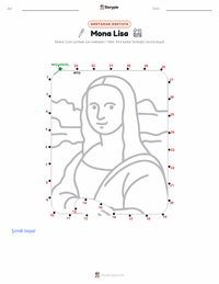Mona Lisa yazdırılabilir çalışma sayfası önizlemesi