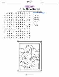 Vista previa de la hoja de trabajo imprimible de La Mona Lisa