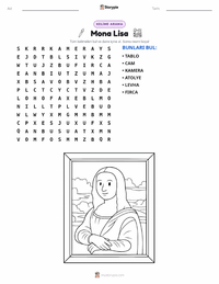 Mona Lisa yazdırılabilir çalışma sayfası önizlemesi