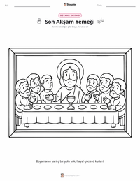 Son Akşam Yemeği çocuklar için boyama sayfası