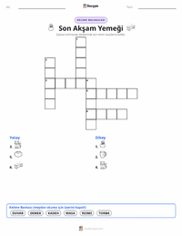 Son Akşam Yemeği yazdırılabilir çalışma sayfası önizlemesi