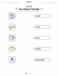 Son Akşam Yemeği çocuklar için yazdırılabilir çalışma sayfası
