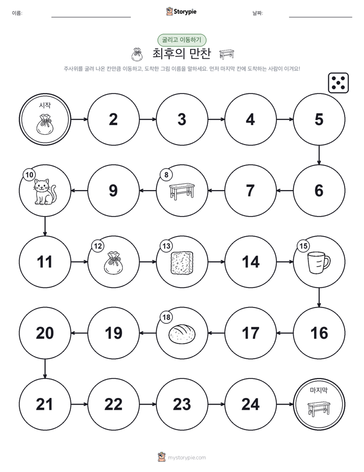 주사위 굴리고 이동하기 게임