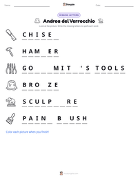 Andrea del Verrocchio printable worksheet preview