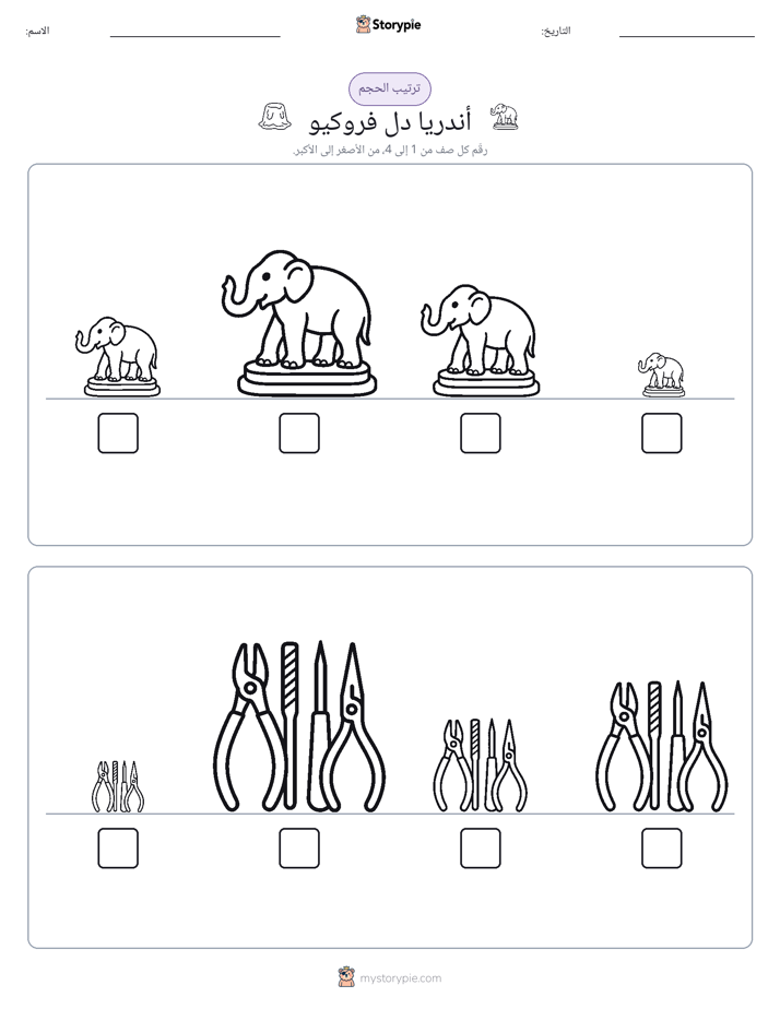 ترتيب الحجم