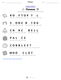 Florence printable worksheet preview