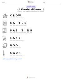Francis I of France printable worksheet preview