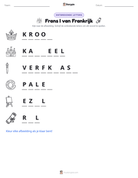 Frans I van Frankrijk afdrukbare werkblad voorbeeld