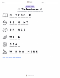 The Renaissance printable worksheet preview