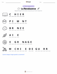 Aperçu de la feuille de travail imprimable Renaissance