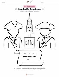 Página para colorear de Revolución Americana para niños
