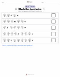 Aperçu de la feuille de travail imprimable Révolution américaine