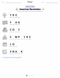 American Revolution printable worksheet preview