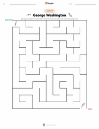 George Washington yazdırılabilir çalışma sayfası önizlemesi