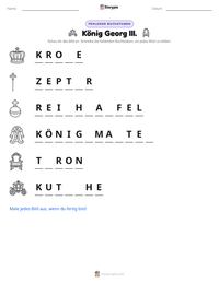 König Georg III. druckbare Arbeitsblatt Vorschau