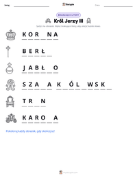 Podgląd drukowalnego arkusza ćwiczeń Król Jerzy III