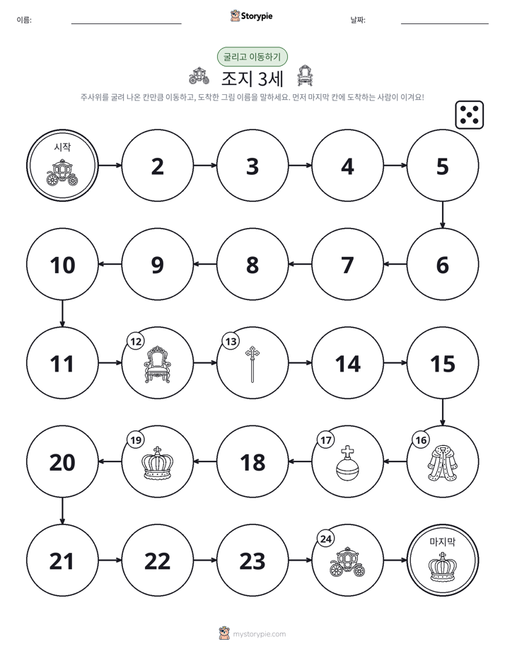 주사위 굴리고 이동하기 게임