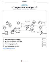 Bağımsızlık Bildirgesi yazdırılabilir çalışma sayfası önizlemesi