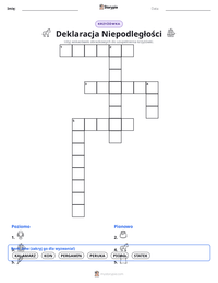 Podgląd drukowalnego arkusza ćwiczeń Deklaracja Niepodległości