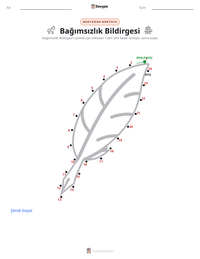 Bağımsızlık Bildirgesi yazdırılabilir çalışma sayfası önizlemesi