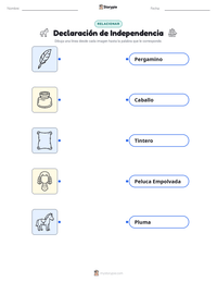 Vista previa de la hoja de trabajo imprimible de Declaración de Independencia