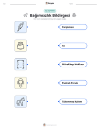 Bağımsızlık Bildirgesi yazdırılabilir çalışma sayfası önizlemesi