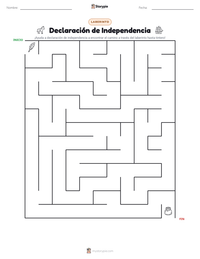 Vista previa de la hoja de trabajo imprimible de Declaración de Independencia