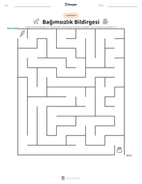 Bağımsızlık Bildirgesi yazdırılabilir çalışma sayfası önizlemesi