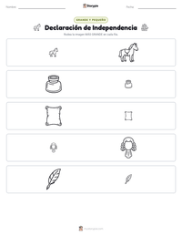 Vista previa de la hoja de trabajo imprimible de Declaración de Independencia