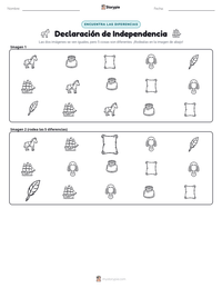 Vista previa de la hoja de trabajo imprimible de Declaración de Independencia