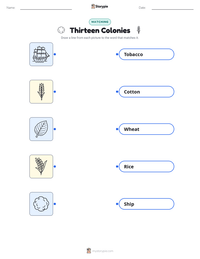 Thirteen Colonies printable worksheet preview